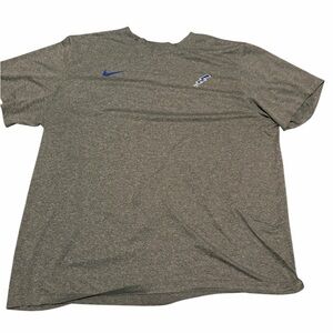 Nike Men’s Heather Gray Short Sleeve Performance Tee with Blue Accents